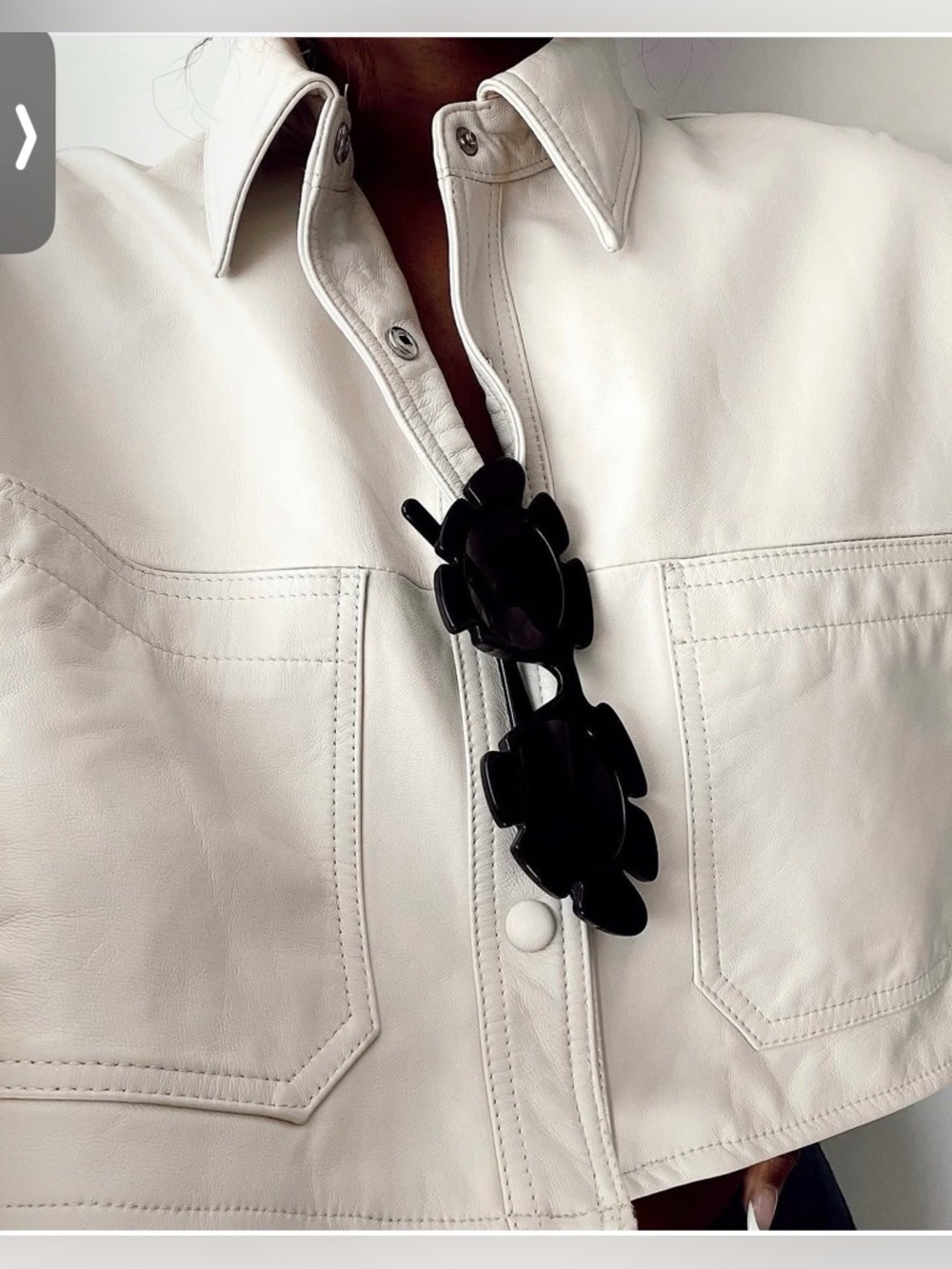 Ivory Leather Crop shirt with  and open back
